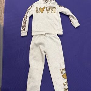 White and Gold Love Hoodie Set Sz 7/8